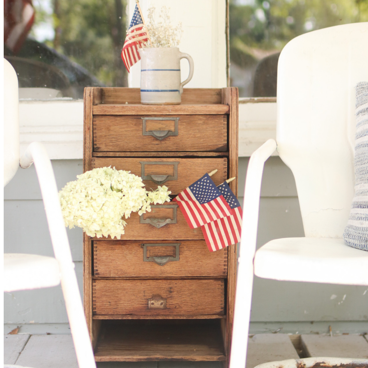 vintage red white and blue decor